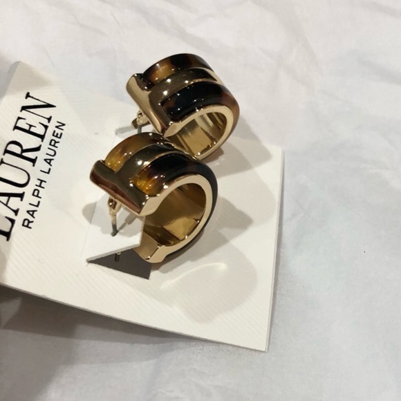 Lauren Ralph Lauren tortoiseshell half moon cuff earrings‎ brand new - Picture 11 of 16